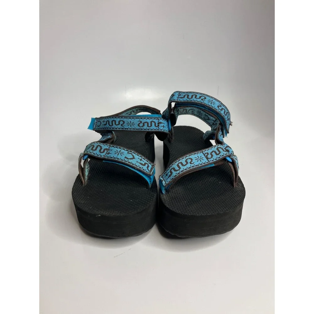 Teva Flatform Universal Sandals Women 9 Blue Good Platform snake Pattern Strappy